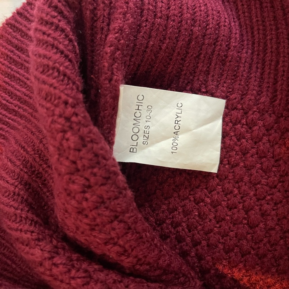 BloomChic Textured Crew Neck Sweater - Raspberry - Picture 4 of 4